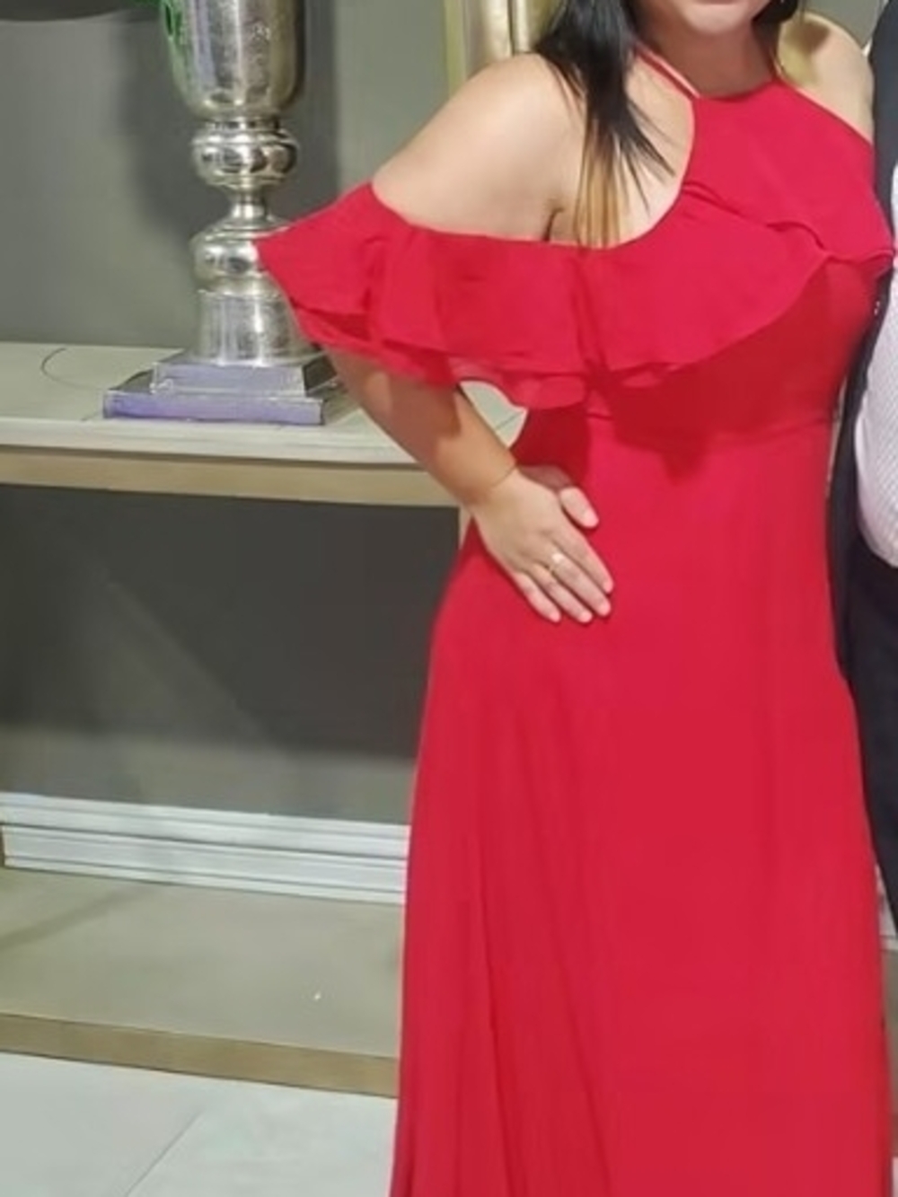 SHEIN Red Ruffle Sleeve Maxi Dress - Picture 7 of 7